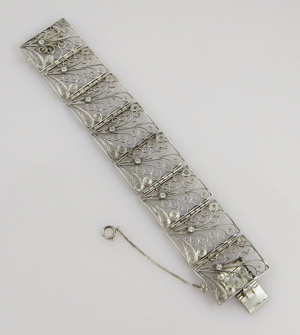 Vintage 835er Silber filigranes Trachtenarmband, 30 Gramm, Handarbeit um 1960/70