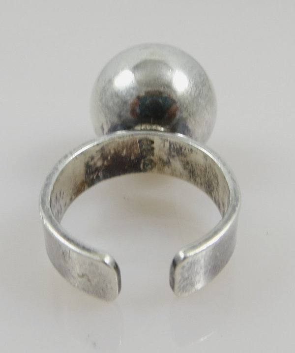 Vintage 925er Silber Ring im Kugeldesign, Meisterarbeit um 1970/80