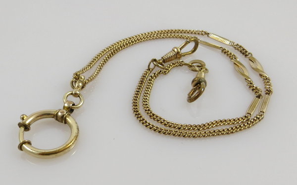 Antike Gold Double Taschenuhrkette, Handarbeit um 1920/30