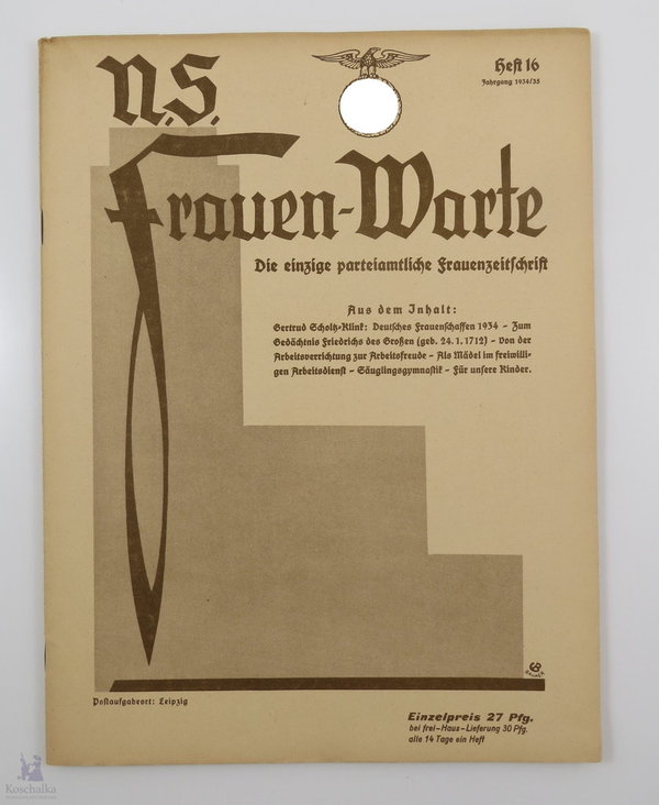 NS Frauen-Warte, Die einzige parteiamtliche Frauenzeitschrift, Schnittmuster, Heft 16 - Jhg.1934/35