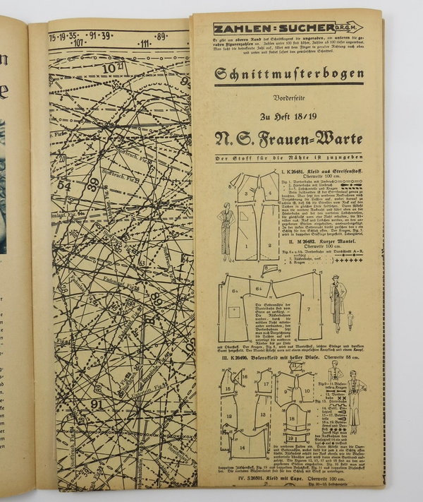 NS Frauen-Warte, Die einzige parteiamtliche Frauenzeitschrift, Schnittmuster, Heft 18 - Jhg. 1934/35