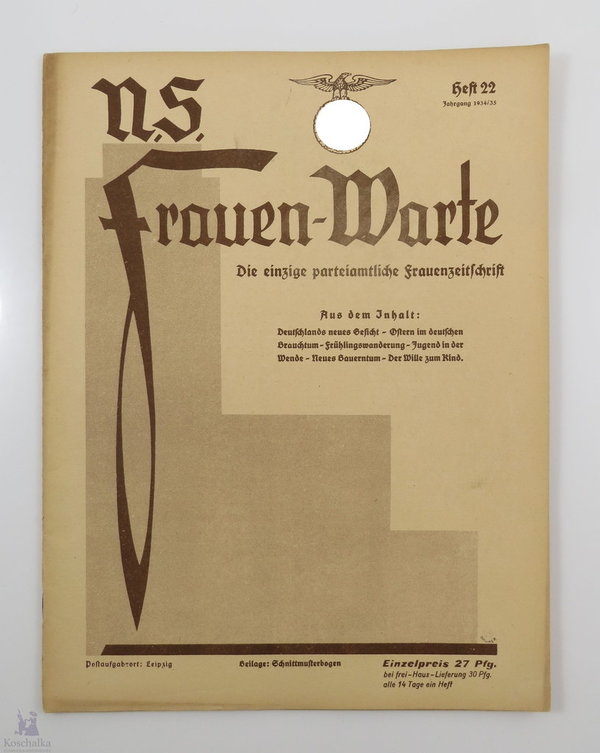 NS Frauen-Warte, Die einzige parteiamtliche Frauenzeitschrift, Schnittmuster, Heft 22 - Jhg. 1934/35