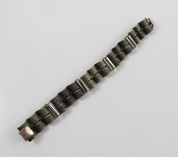 Vintage 835er Silberarmband mit zehn Türkis, Handarbeit um 1970, Länge ca. 17,5 cm