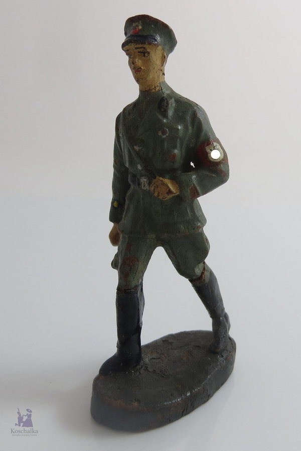 Elastolinfigur, NSDAP Mann mit Armbinde marschierend, III. Reich, Original
