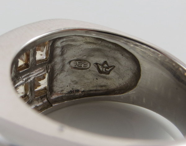 Vintage 925er Silber Zirkonia Ring, Gr. 55