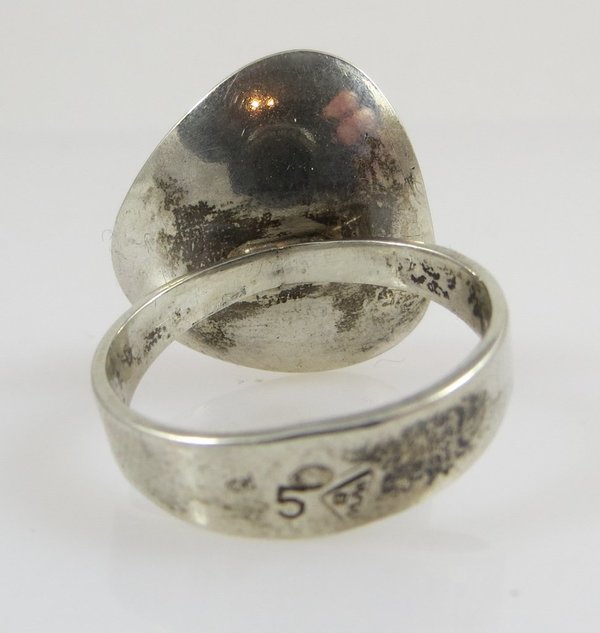 Vintage 925er Silber Designer Bernstein Ring, WWB, Gr. 54, Handarbeit um 1970