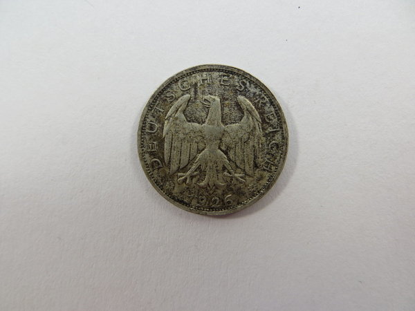 Weimarer Republik, 1 Mark 1926 E, Silber, Erh. VZ minus