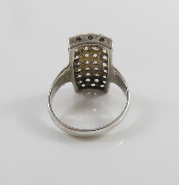 Vintage 925er Silber Ring mit 28 Zirkonia, Gr. 68,5