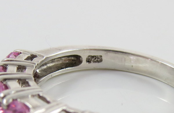Designer 925er Silber Ring mit rosafarbigen Zirkonia, Gr. 57