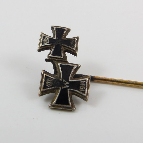 Zweier Anstecknadel, Eisernes Kreuz 2. und 1. Klasse - Miniatur, 1. Weltkrieg