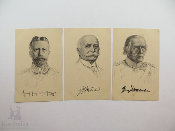 AK / Postkarten, Lot mit 3 Karten, Prinz Heinrich, Zeppelin, von Haeseler, Kaiserreich, Original