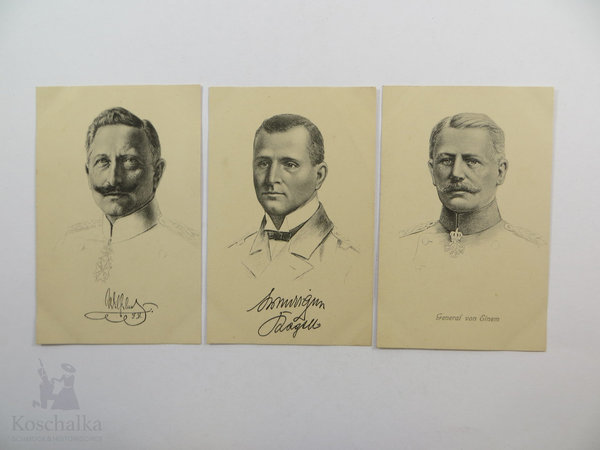 AK / Postkarten, Lot mit 3 Karten, Wilhelm II. Otto Weddigen, von Einem, Kaiserreich, Original