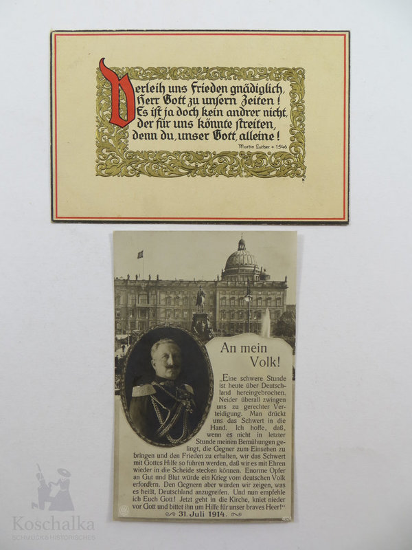 AK / Postkarten, Lot mit zwei Karten zum 1. Weltkrieg, Original