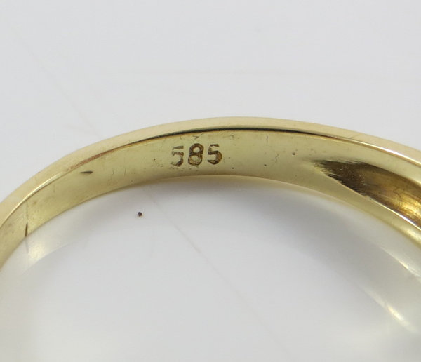 Vintage 585er Gelbgold Ring mit Solitär Brillant 0,25 ct, um 1980, Gr. 56