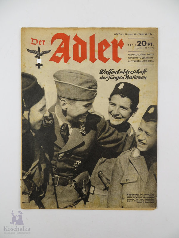Der Adler - Heft 4, Berlin, 18. Februar 1941, Illustrierte Luftwaffenzeitschrift, Original