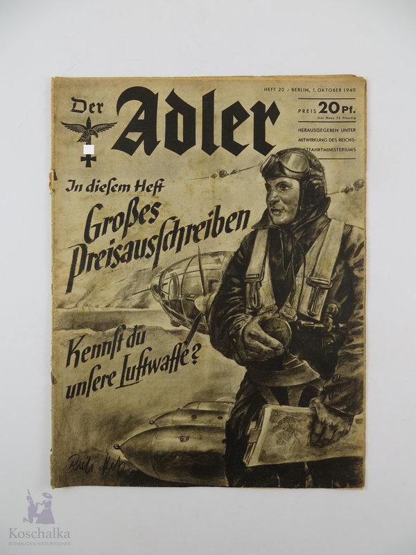 Der Adler - Heft 20, Berlin, 1. Oktober 1940, Illustrierte Luftwaffenzeitschrift, Original