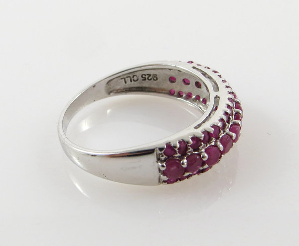 Vintage Rubin Ring in 925 Sterling Silber, Gr. 64, Handarbeit um 2000