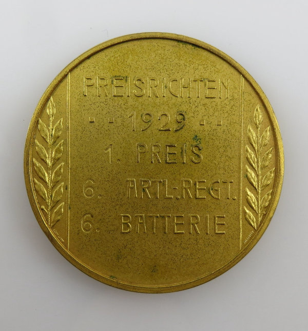 Medaille Preisrichten 1929, 1. Preis 6. Artl-Regt., Weimarer Republik, Original