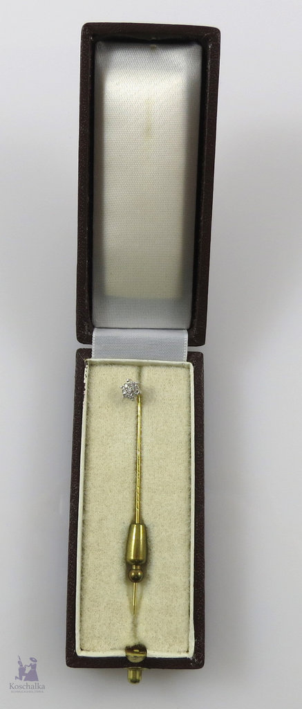 Vintage 585er Gold Anstecknadel mit sieben Brillanten, um 1950/60