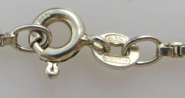 Vintage 835er Silber Medaillon Herz Anhänger und Kette, Handarbeit um 1960