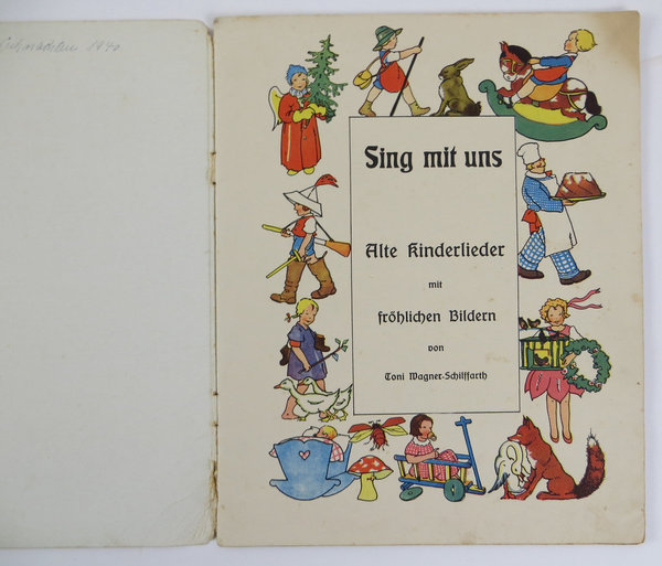 Antikes Buch "Sing mit uns - Alte Kinderlieder", 16 Seiten, um 1930