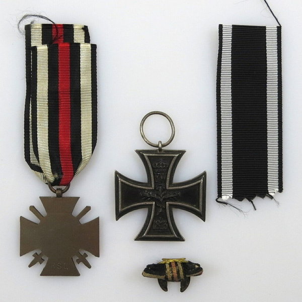 Antikes Orden Set - Ehrenkreuz, Knopflochdekoration, 1. Weltkrieg, Original