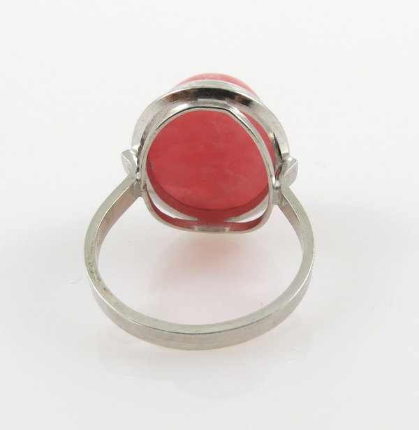 Vintage 925er Silber Rhodonit Ring, Gr. 52, Handarbeit um 1970
