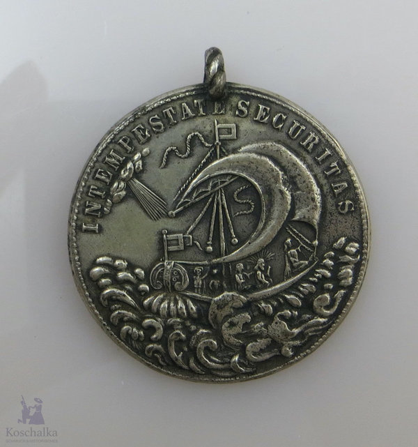Vintage Medaille, Georg der Drachentöter, versilbert