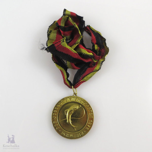 DDR, Meisterschaften Schwerin 1973 Medaille Sportliches Angeln