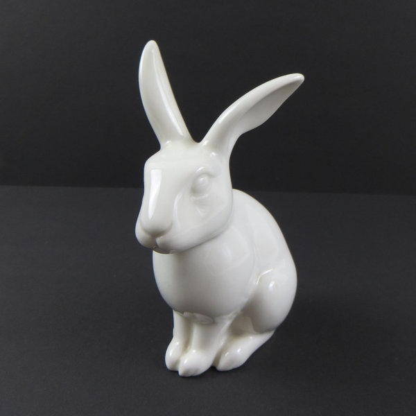 KPM Berlin Porzellanfigur weißer Hase hockend, 12,5 cm