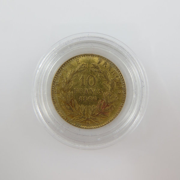 Frankreich, 10 Francs 1866, Goldmünze, Napoleon III