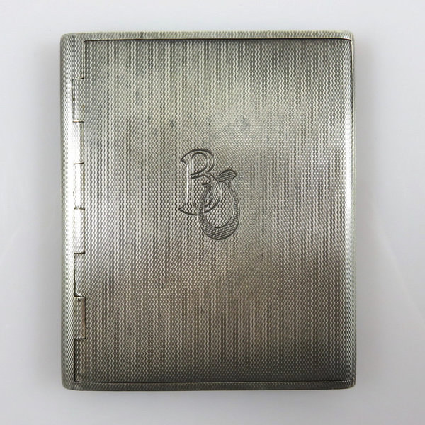 Antikes 925er Silber Zigarettenetui mit Monogramm, Meisterarbeit um 1930