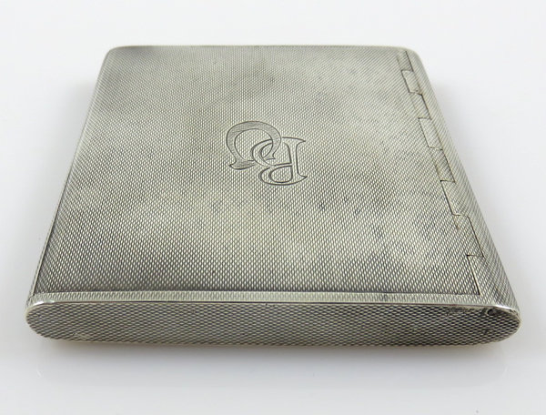 Antikes 925er Silber Zigarettenetui mit Monogramm, Meisterarbeit um 1930