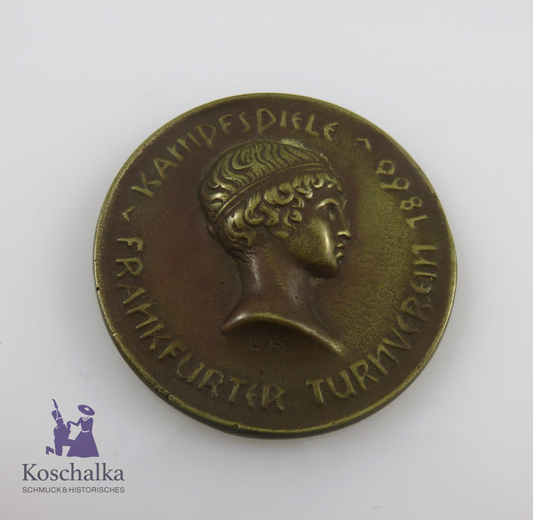Antike Bronzemedaille, Frankfurter Turnverein 1860, Kampfspiele - Vierkampf 1.5.1927