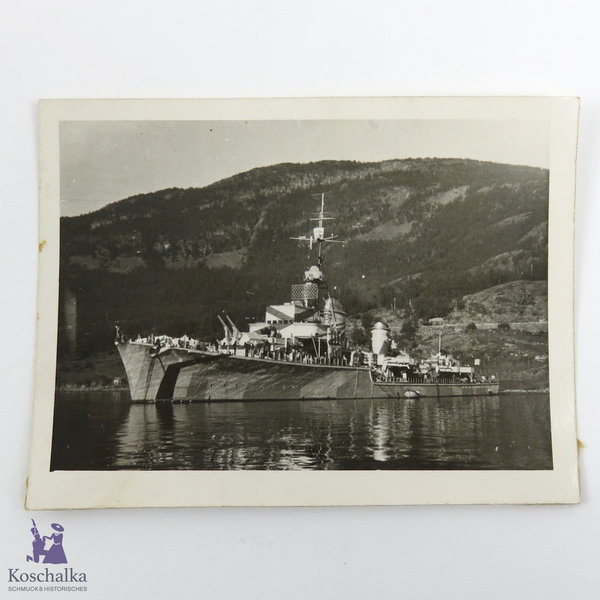 Foto von einem Zerstörer Z 33 in Norwegen, ca. 12 x 9 cm, Original