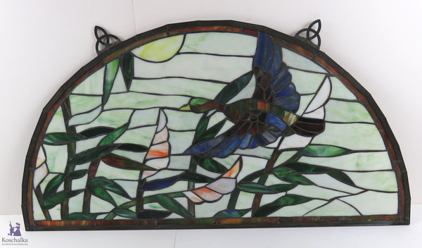 Tiffany Enten im Schilf, Glaskunst im Jugendstil, Fensterbild, 78 x 41, nur Abholung!