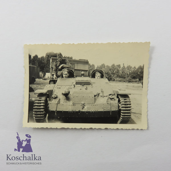Foto mit Panzer und Besatzung, III. Reich, Original