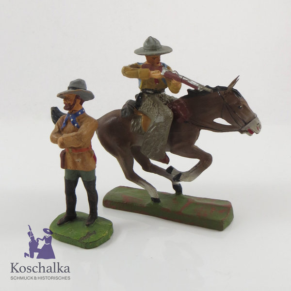 Vintage Elastolin / Lineol Masse -  Cowboy Figuren, 2 Stück
