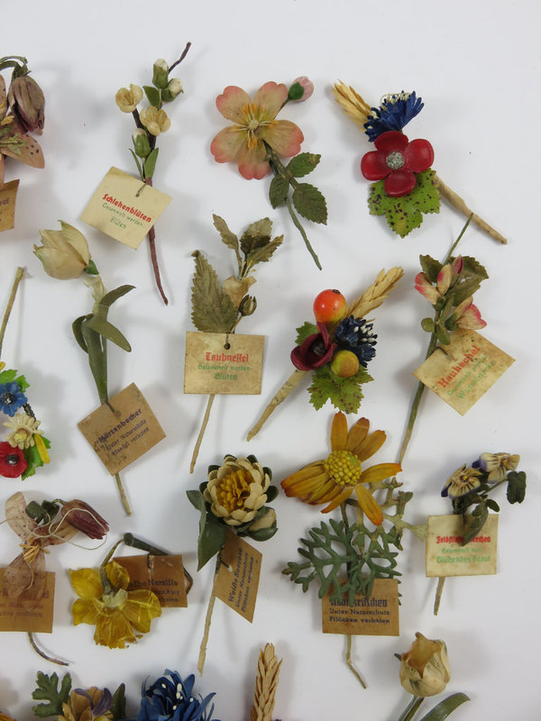Winterhilfswerk WHW Abzeichen Lot, 28 Stück, Blumen, naturgeschützte Pflanzen, III. Reich, Original