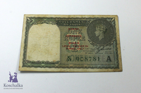 Burma / Indien, Banknote, 1 Rupee, 1938, Erh. 2