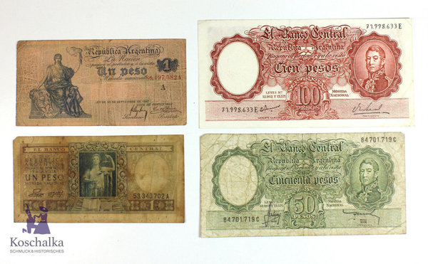 Argentinien, Lot aus 4 Banknoten, Erh. 1- bis 3
