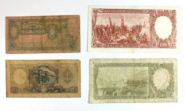 Argentinien, Lot aus 4 Banknoten, Erh. 1- bis 3