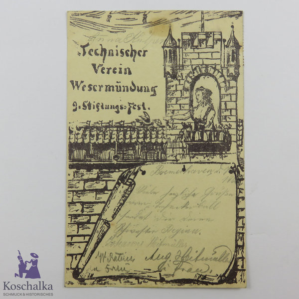 AK / Postkarte "Technischer Verein Wesermündung, 9. Stiftungsfest", gelaufen 1903