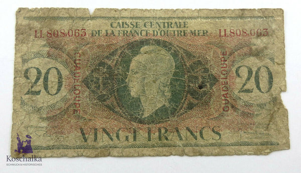 Frankreich-Afrika, Äqutorialafrika, Banknote - 20 Francs, 1943