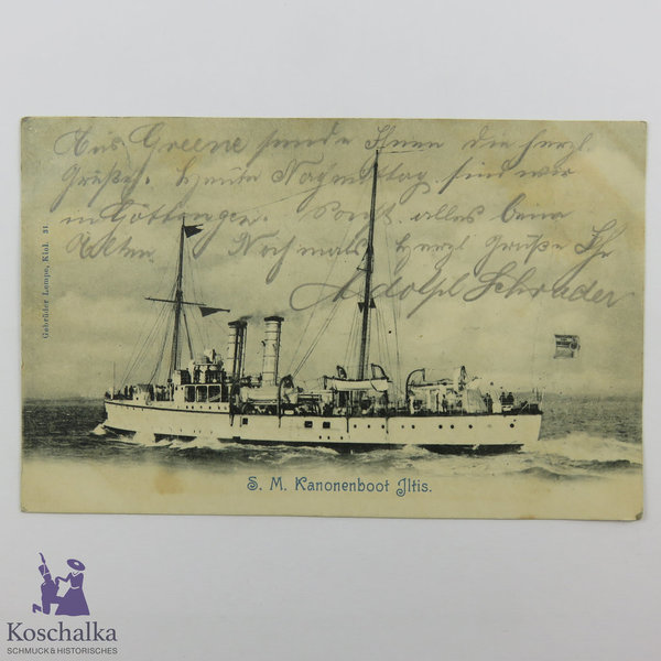 AK / Postkarte "S. M. Kanonenboot Iltis", gelaufen 1900