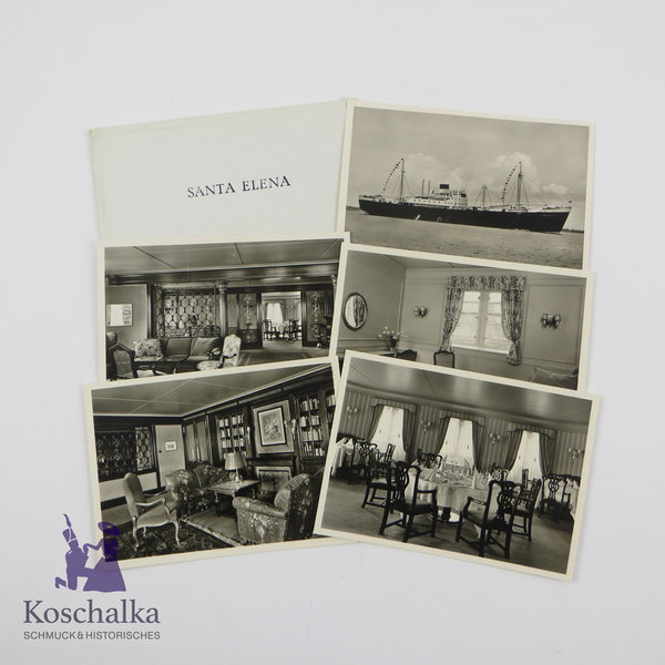 Fünf AK / Postkarten der M.S. Santa Elena, Handelsschiff, um 1930, Original