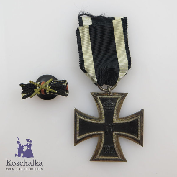 Eisernes Kreuz 2. Klasse 1914/18, Herst. H.B., und Knopflochdekoration, 1. Weltkrieg, Original