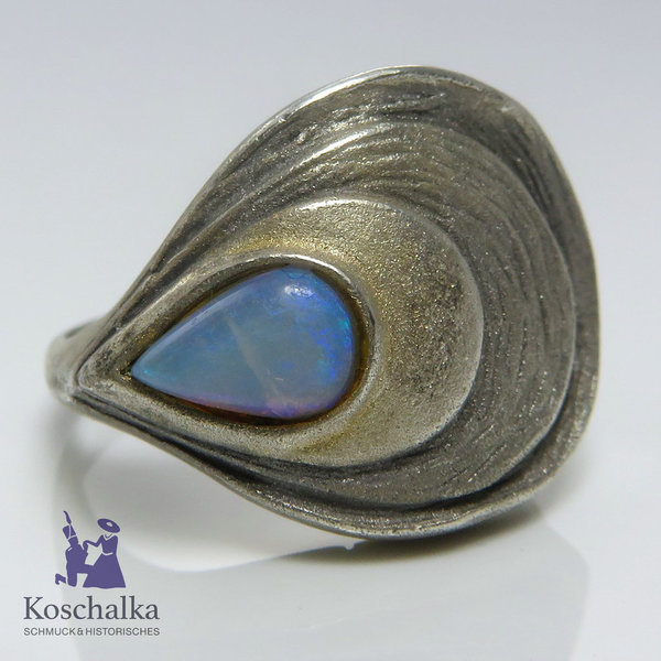 Designer Opal Ring aus 925er Silber, Gr. Nr. 54